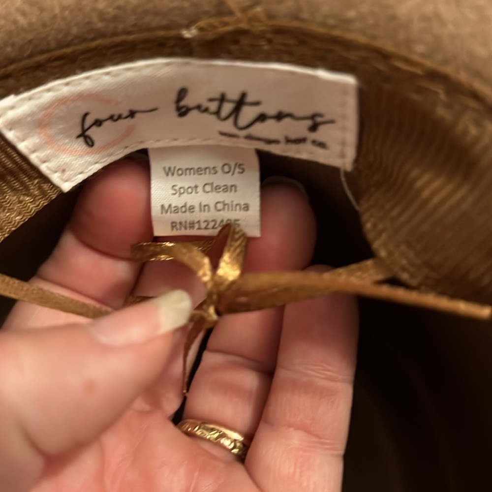 Tan Fedora Hat with Black Band - Picture 6 of 6